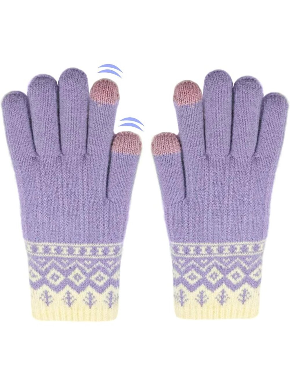 Women's Purple Winter Warm Touch Screen Plush Fleece Lining Cozy Soft Gloves